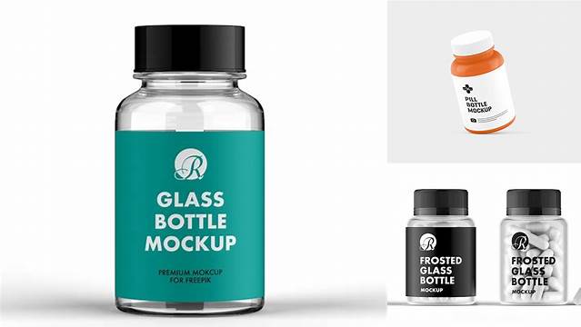 6229+ Frosted Blue Pills Bottle PSD Mockup Fully Layered Photoshop Freebie