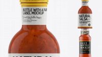 6233+ Salsa Bottle with Paper Label PSD Mockup Unique High-Resolution PSD