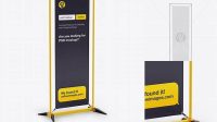 6234+ Matte Vinyl Banner Frame Stand PSD Mockup Half Side View Advanced Editable Template Free