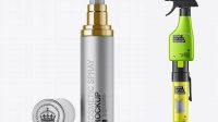 6234+ Open Matte Metallic Spray Bottle with Transparent Cap PSD Mockup Custom Mockup Graphic Design