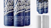 6238+ 4 Matte Aluminium Cans PSD Mockup Half Side View High-Quality Creative PSD