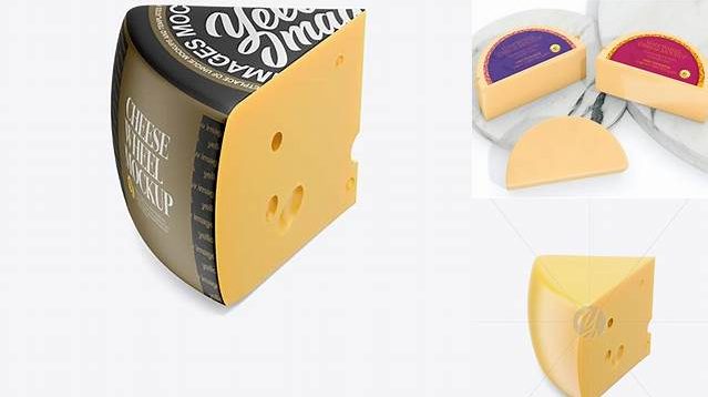 624+ Piece of Cheese Wheel PSD Mockup Half Side View High Angle Shot Versatile and Elegant PSD File