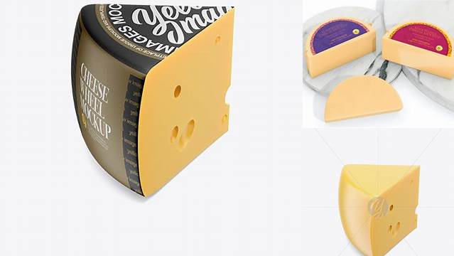 624+ Piece of Cheese Wheel PSD Mockup Half Side View High Angle Shot Versatile and Elegant PSD File