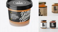 6241+ Frosted Plastic Container With Honey PSD Mockup High-Angle Shot Elegant and Stylish Free PSD