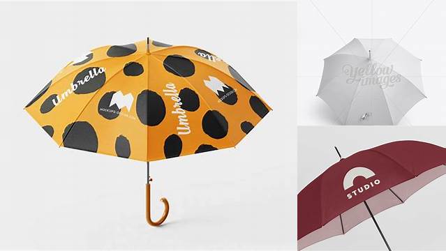 6241+ Open Umbrella PSD Mockup Front 3/4 View High-Quality Design Free PSD