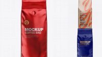 6243+ Glossy Coffee Bag with Valve PSD Mockup Front View High-Quality PSD Files