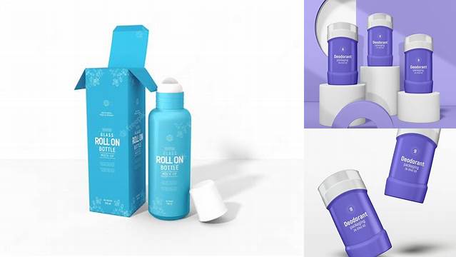 6243+ Glossy Roll-On Deodorant PSD Mockup Front View Exclusive Free Creative Mockup File