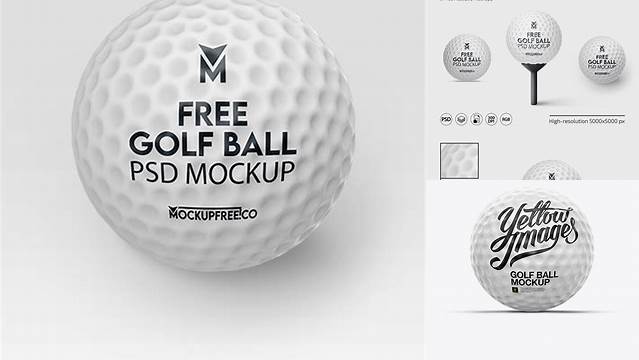 6245+ Glossy Golf Ball PSD Mockup Front View Versatile Photoshop Freebie