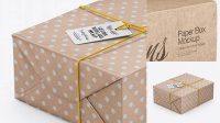 6246+ Kraft Paper Gift Packaging PSD Mockup Half Side View High Angle Shot Photoshop PSD Free for Designers