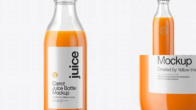 6248+ 180ml Carrot Juice Bottle PSD Mockup Exclusive Free Creative Resource