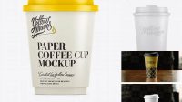 6249+ 8oz Single Wall Paper Coffee Cup PSD Mockup Elegant and Stylish Free PSD