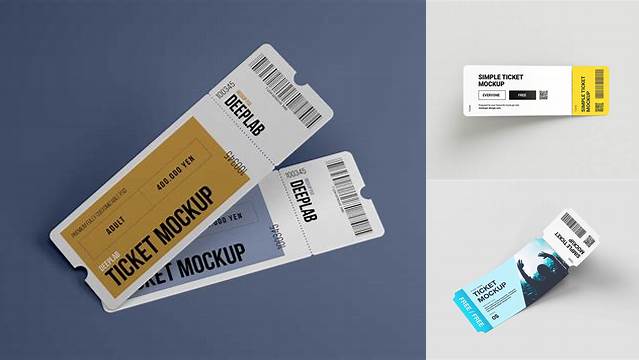 6251+ Folded Paper Ticket PSD Mockup Free Download Design Mockup