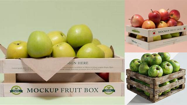 6252+ Wooden Crate With Apples PSD Mockup Unique and Editable PSD