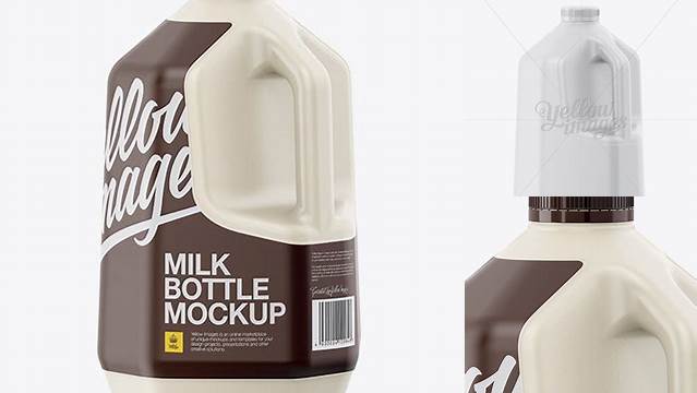 6255+ Plastic Milk Jug PSD Mockup Half Side View Editable Design PSD File