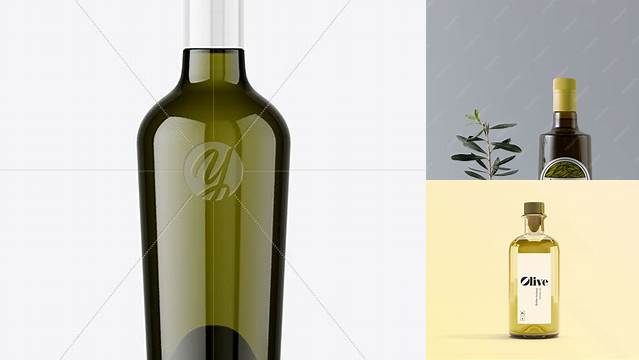 6260+ 500ml Green Glass Olive Oil Bottle PSD Mockup Versatile and Elegant PSD File