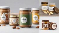 6264+ Glass Jar with Nut Butter PSD Mockup Front View Editable Design PSD File