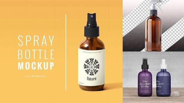 6271+ Dark Spray Bottle with Transparent ?ap PSD Mockup Smart Object PSD Template