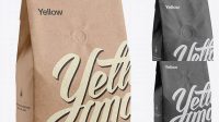 6275+ Kraft Coffee Bag With Valve PSD Mockup Half-Turned View PSD for Creative Projects