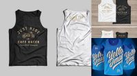 628+ Men’s Jersey Tank Top PSD Mockup Back Half Side View Professional Design PSD