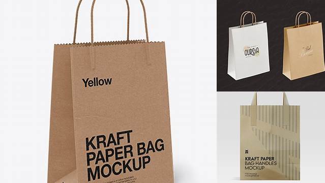 6281+ Kraft Bag with Twisted Paper Handles PSD Mockup Custom Design Freebie PSD