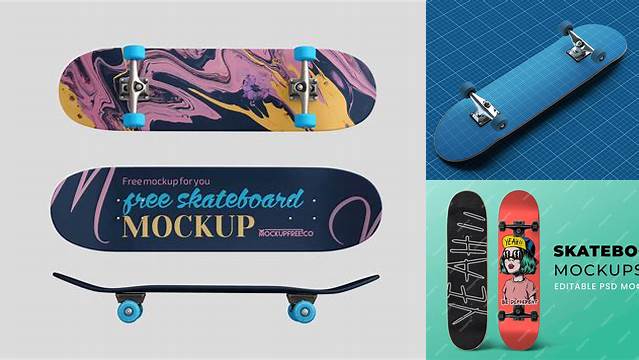 6281+ Skateboard PSD Mockup Back View Creative Free PSD Graphic Design