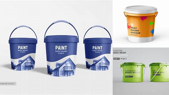 6284+ Matte Plastic Paint Bucket PSD Mockup Front View Fully Editable Photoshop PSD Free Download