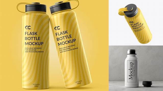 6286+ Glossy Flask PSD Mockup Premium Design Freebie