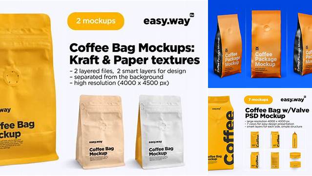 6287+ Folded Coffee Bag PSD Mockup Front View Download Customizable PSD