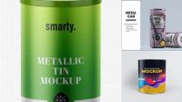 6287+ Metallic Tin Can PSD Mockup with Ring Smart Editable Design Mockup