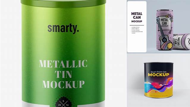 6287+ Metallic Tin Can PSD Mockup with Ring Smart Editable Design Mockup