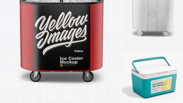 6291+ Outdoor Ice Cooler PSD Mockup Front View High-Angle Shot Modern PSD Templates