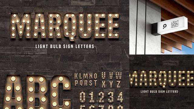 6294+ Letter W Light Bulb Sign PSD Mockup Free PSD