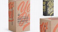 6296+ Kraft Carton Box with Hang Tab PSD Mockup Half Side View high-angle shot Editable and Customizable PSD