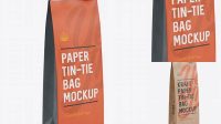 6297+ Paper Bag with a Metallic Tin-Tie PSD Mockup Halfside View Advanced Free Graphic Template