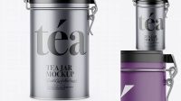 6302+ Matte Metallic Tea Round Jar With Locking Lid PSD Mockup Elegant Free Graphic Resource