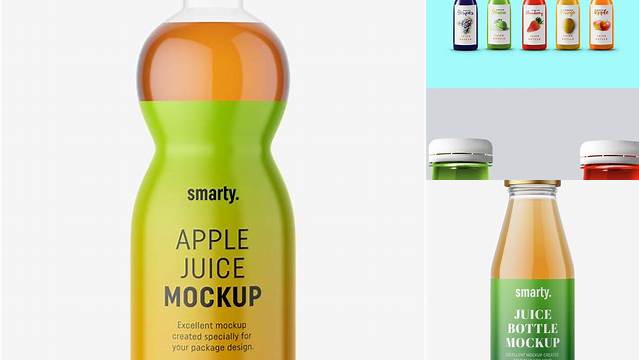 6305+ 500ml Apple Juice Glass Bottle PSD Mockup Versatile PSD Mockup File