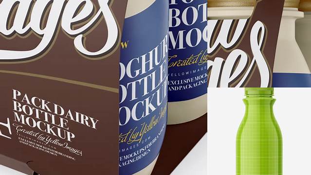 6306+ 4 Pack Matte Dairy Bottle PSD Mockup Halfside View High Angle Custom Graphic Mockup File