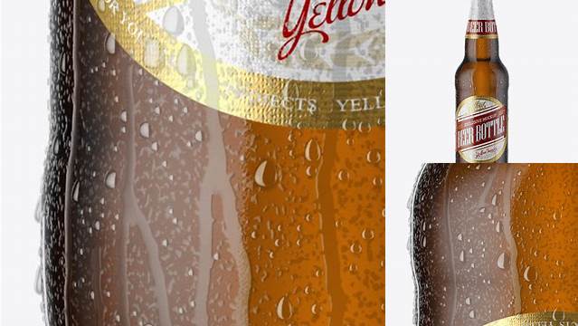 6307+ 12oz Amber Beer Bottle With Condensation PSD Mockup Download Exclusive PSD Mockups