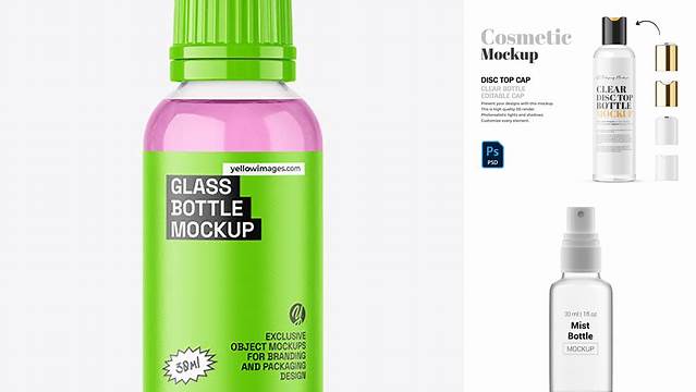 6316+ 30ml Clear Glass Bottle PSD Mockup Creative Photoshop Resources