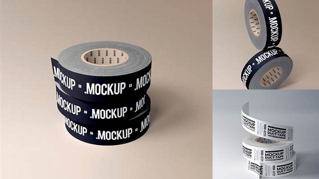 6321+ Two Textured Duct Tape Rolls PSD Mockup Editable Photoshop Free Mockup