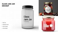 6322+ Glass Jar with Apple Jam PSD Mockup Front View Premium Freebie for Designers