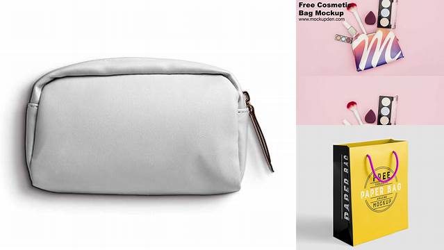 6323+ Cosmetic Bag PSD Mockup Top View Free Editable Photoshop Template