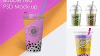 6325+ Cup with Taro Bubble Tea PSD Mockup High-End Photoshop Mockup