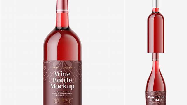 6326+ Clear Glass Bottle With Red Wine PSD Mockup Include TIFF