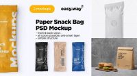 6330+ Kraft Snack Bag PSD Mockup Half Side View Smart Layer PSD