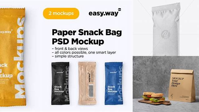 6330+ Kraft Snack Bag PSD Mockup Half Side View Smart Layer PSD