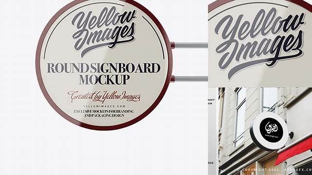 6331+ Round Signboard with Glossy Trim PSD Mockup Custom Design Freebie PSD