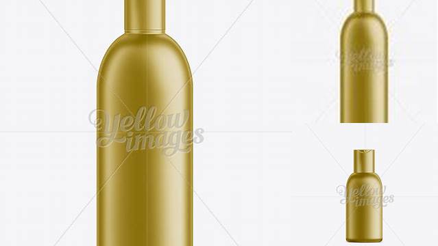 6332+ Gold Plastic Cosmetic Bottle with Lid 500 ml Layered Photoshop Template