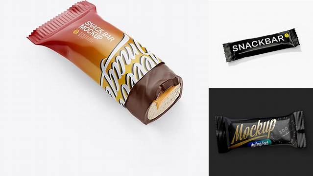 6334+ Glossy Snack Bar PSD Mockup Half Side View Free PSD for Designers