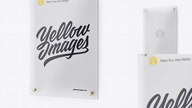 6334+ Vertical Frosted Glass Nameplate PSD Mockup Half Side View Creative PSD Resources